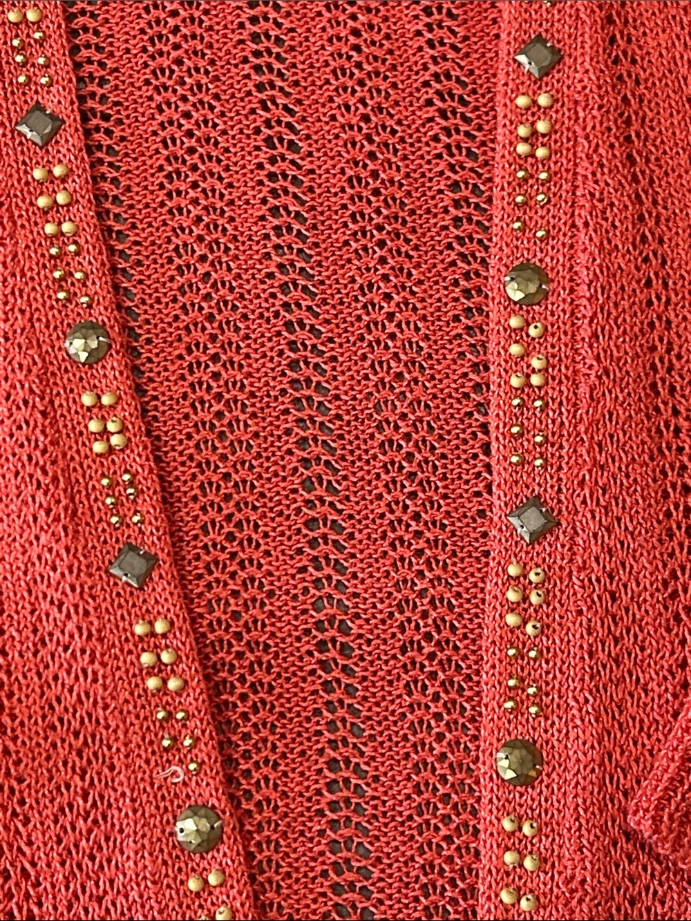 Samantha Grey Coral Open-Front Studded Knit Cardigan Sz M - Picture 4 of 7